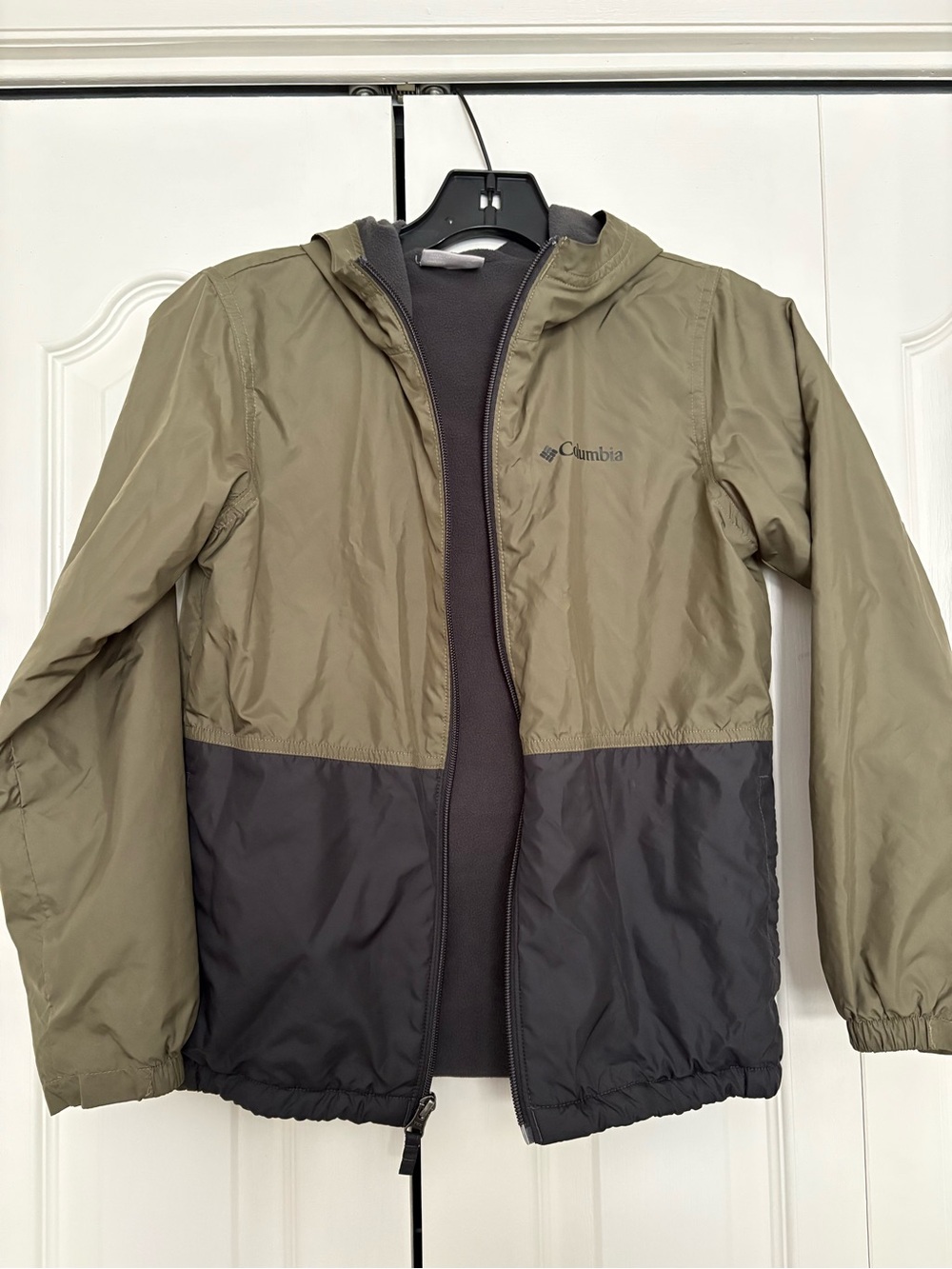 Boys Columbia Soft Fleece lined windbreaker - Gray/green